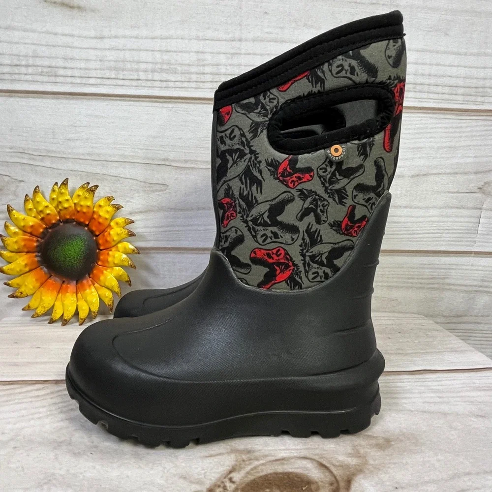 Bogs Kids Classic Dino Waterproof Insulated Rain Snow Boots Black 11C